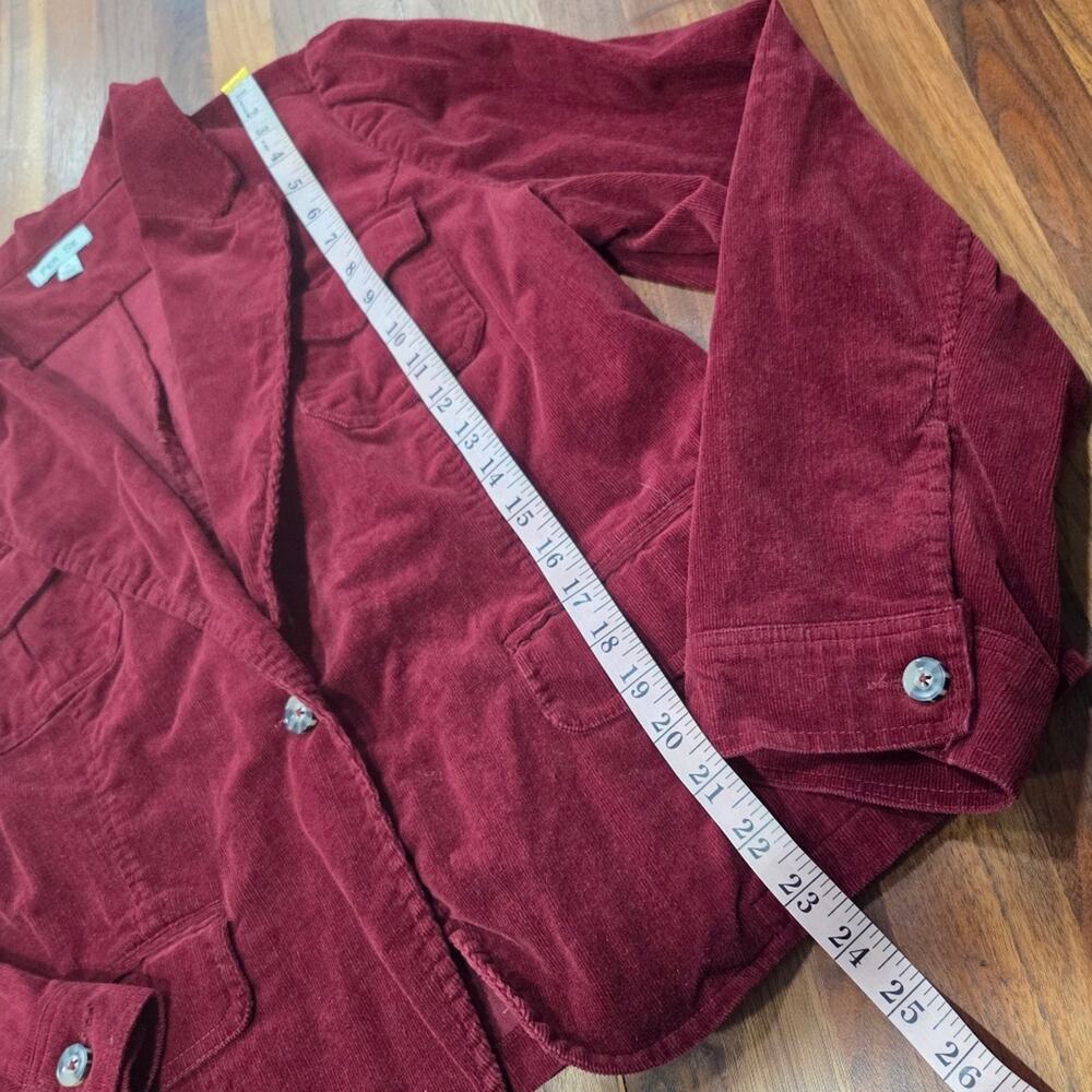 Per Se Deep Red Corduroy Single Button Blazer - image 3